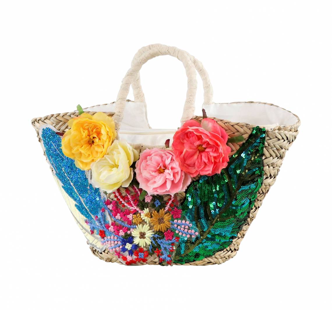 Korbtasche Flower Power farbig